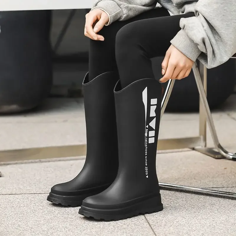 

Women Fashion High Top Lightweight Rubber Boots Waterproof Anti Slip Fleece Lined Warm Durable Water Shoes Outdoor Rain Boots