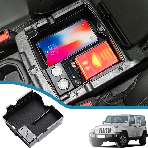 자동차 중앙 콘솔 팔걸이 보관함 주최자 트레이 Jeep Wrangler JL JT 2018-2023 인테리어 액세서리