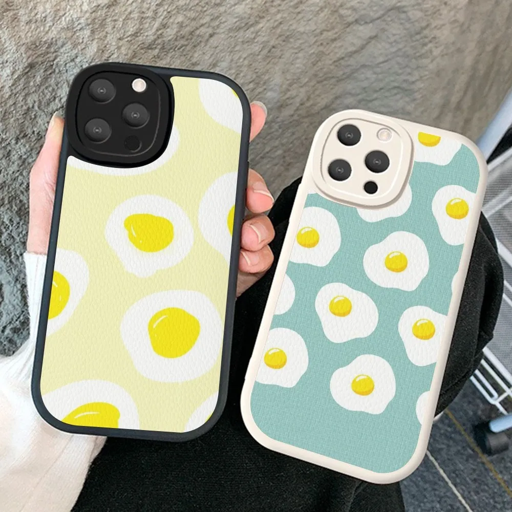 

Poached Egg pattern Phone Case Hard Leather For iPhone 14 13 12 Mini 11 14 Pro Max Xs X Xr 7 8 Plus Fundas