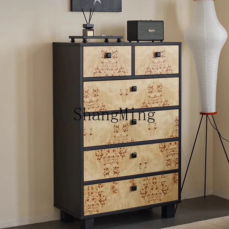 

ZYY light sandalwood six-bucket cabinet living room against the wall retro style storage cabinet bedroom locker