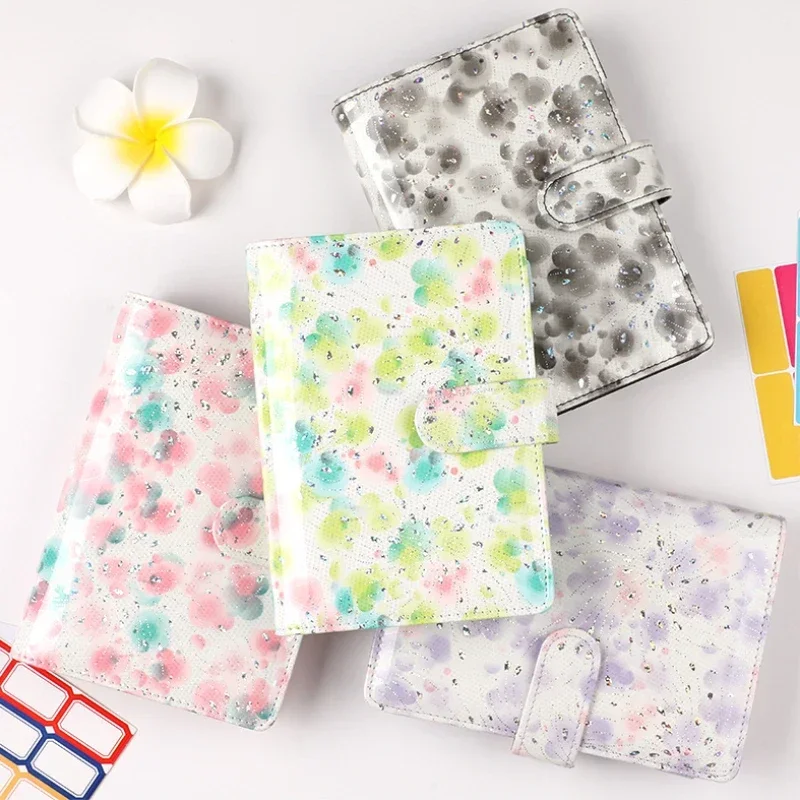 A6 PU Leather Flower Budget Planner 2024 Cash Envelope Savings Bill Diary Agenda Planner Loose-leaf Notebook Binder Paper Cover