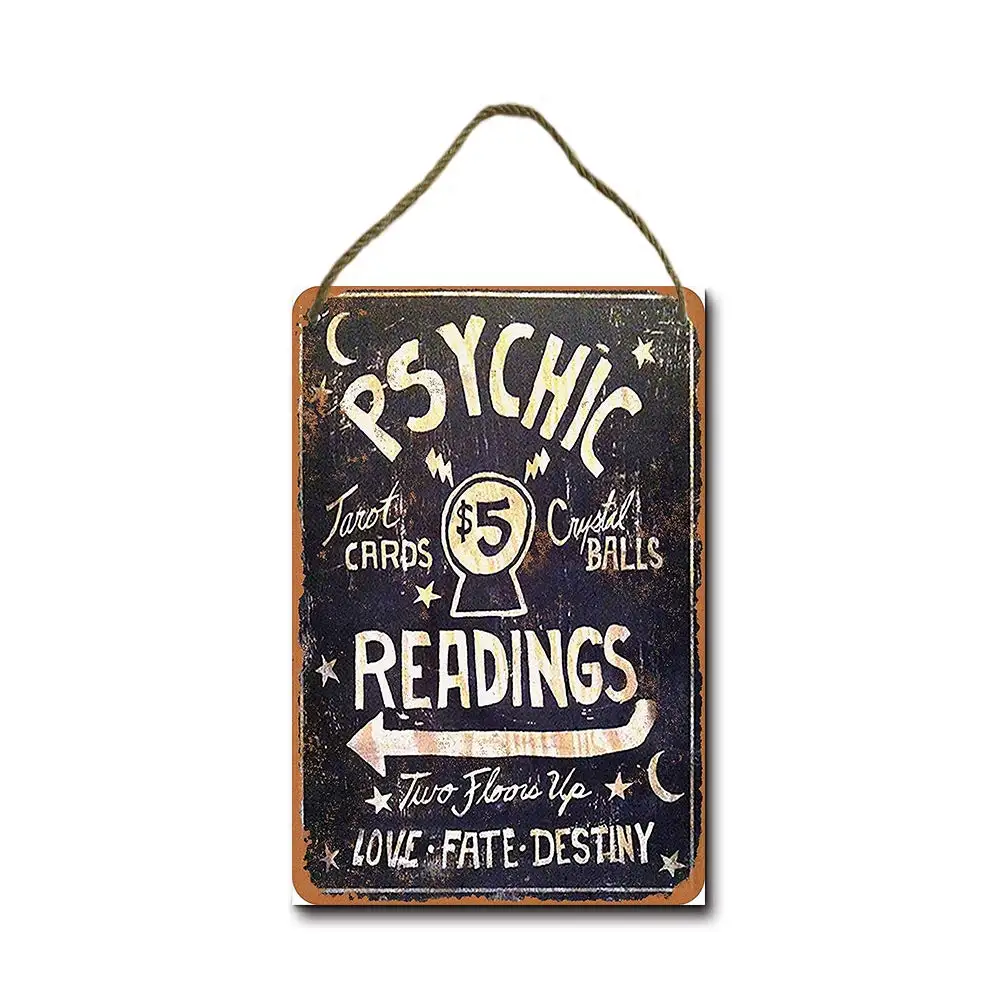 Psychic Readings $5 Tarot Cards Crystal Balls Hanging Sign Decor - 8 X 12 Inches Metal Tin Sign