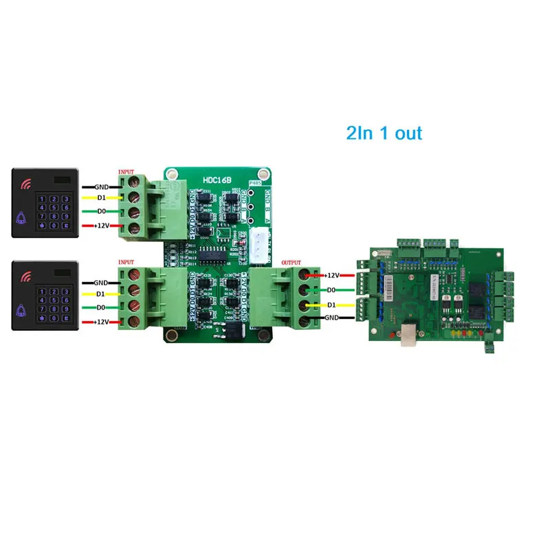 Wiegand Singal Format Converter 2In 1out / 1In 2out Multi Channel Auto Recognize WG26~WG80 Format Suit For Access Control System