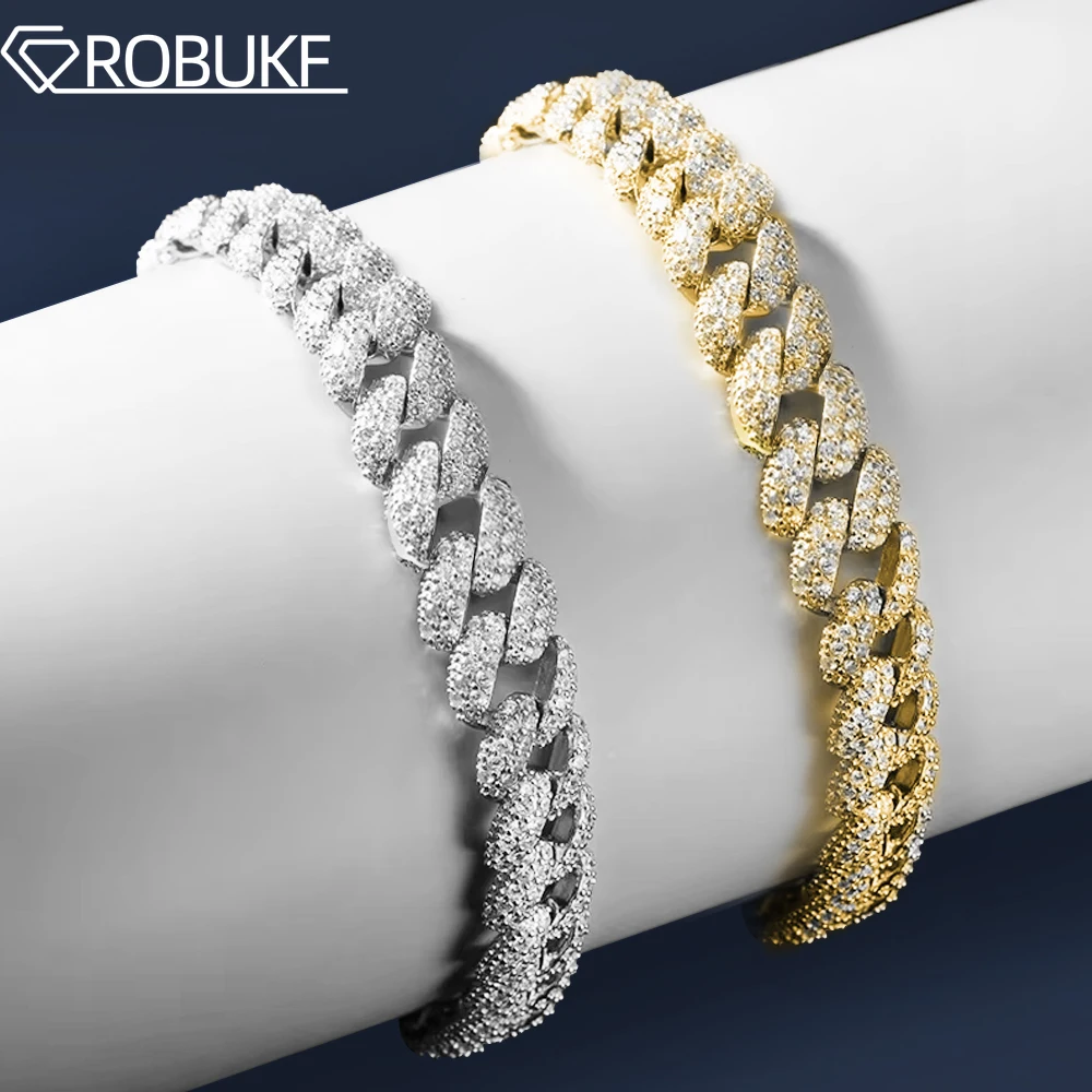 Moissanite Cuban Link Bracelet for Women Men 925 Sterling Silver Plated 18K Gold Passes Diamond Tester Hip Hop Party Bracelets