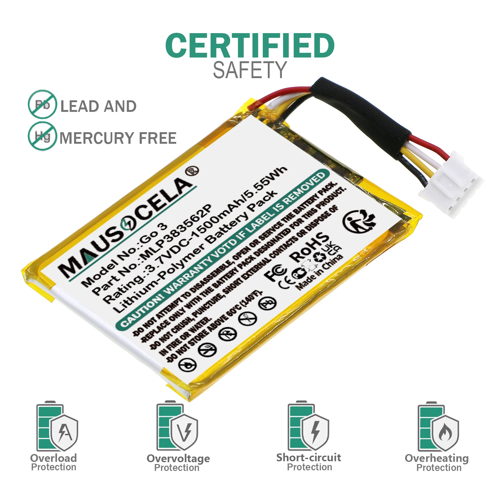 1500mAh Speaker Battery For JBL:Go 3,324054,GSP383562,MLP383562P,+Toolkit,--Li-Polymer--3.70V--1500mAh/5.55Wh