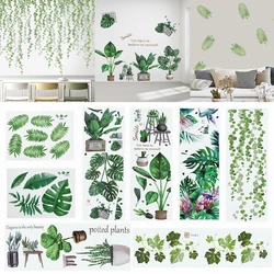 Removable Tropical Leaves Flowers Wall Stickers Home Living Room Decorative Green Leaves Plants DIY Sticker Wallpaper Supplies 7