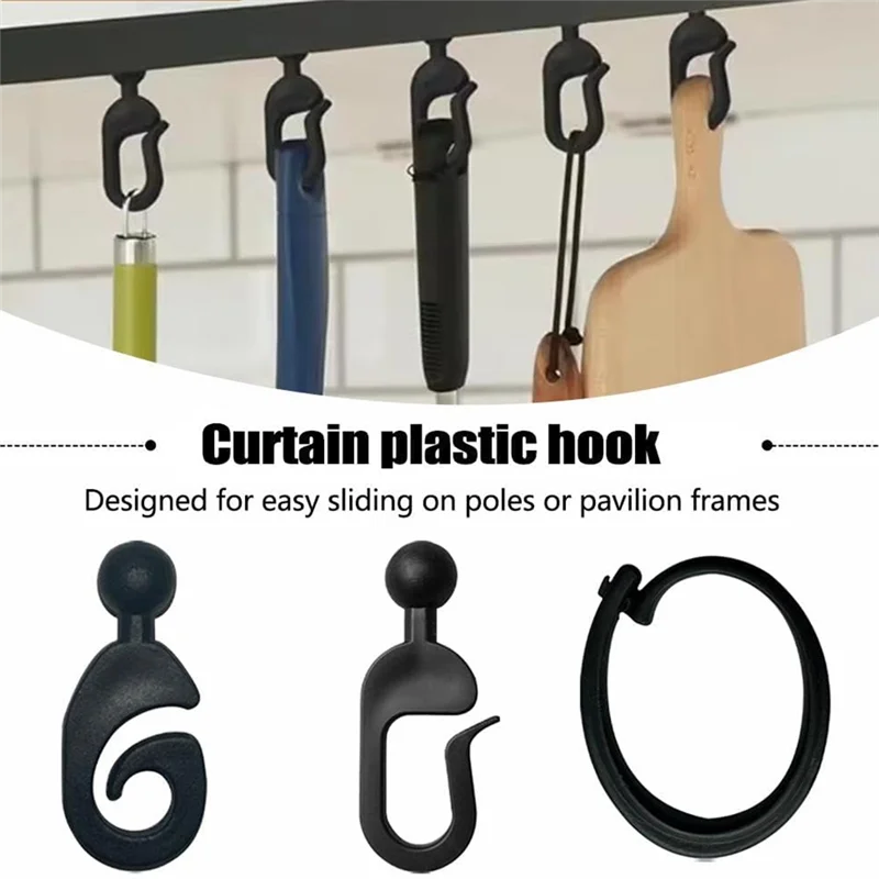 

B48B-60PCS пластиковые крючки для беседки, шторы, крючки для штор, навес для уличной беседки, принадлежности для отелей