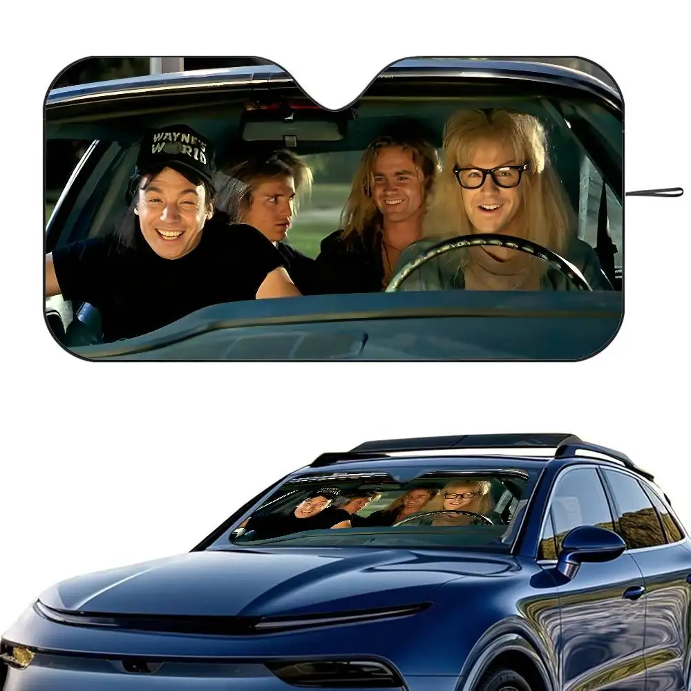 W-Wayne's World Car-Sonnenschutz, Windschutzscheibe, faltbar, dreilagiger Isolations-Sonnenschutz mit Saugnapf, blockiert UV-Strahlen, Sonne