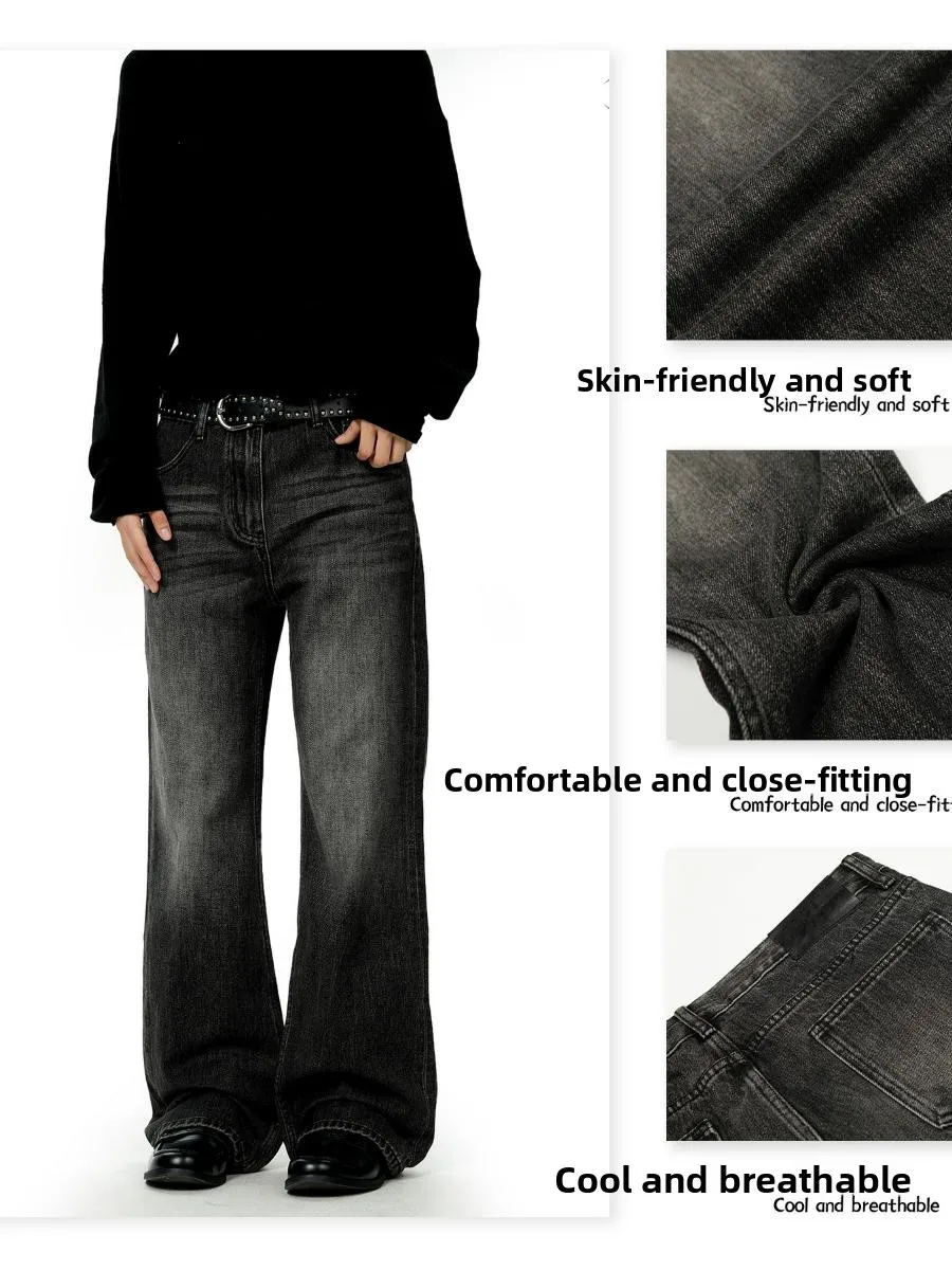 

Джинсы прямого кроя KN American Waed, повседневные, в стиле ретро, плотные, простые, для мужчин и женщин, длинные брюки