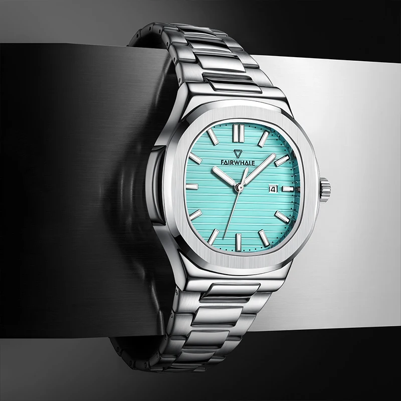 New Fashion Ice Blue Watches Men Quartz Waterproof Polygon Calendar Business Top Stainless Steel from Watch\'s Factotry