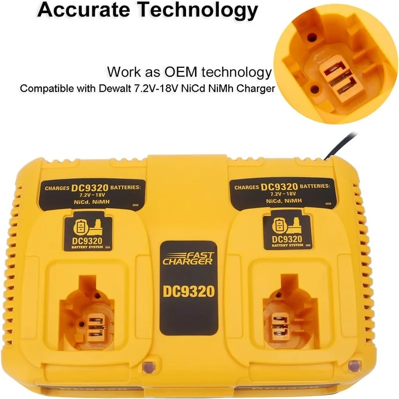 7.2V-18V Dual Battery Charger DC9320 for Dewalt 7.2V-18V NiCad NiMh Pod Style XRP Battery DC9099 DW9099  DW9072 DW9062 view 3