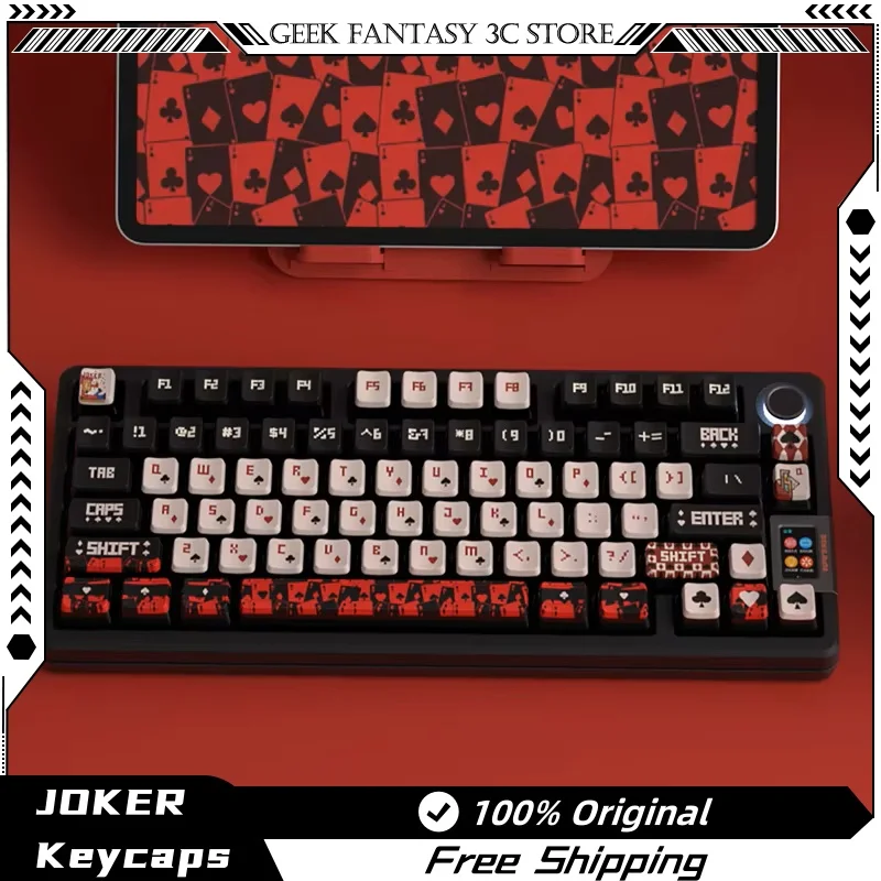 2024new Jaker Poker Theme Keycap 122keys Oem Height Pbt Material Five Sided Thermal Sublimation Keyboard Decoration Office Games