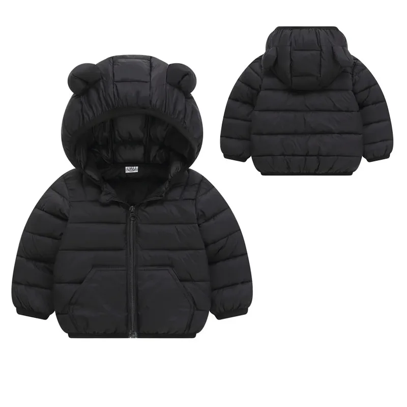 2024 Winter Down Jackets Autumn Baby Thin Warm Coats Hooded Cotton Clothes Girls Boys Cute Solid Outerwear 2-6 Years