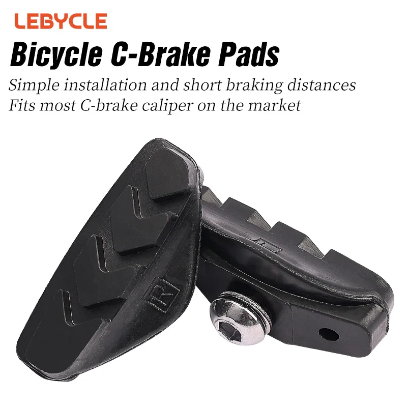 Lebycle Road Bicycle Cycling Braking C-Brake Pads Blocks Holders Durable Rubber Shoes 50mm Caliper Pads