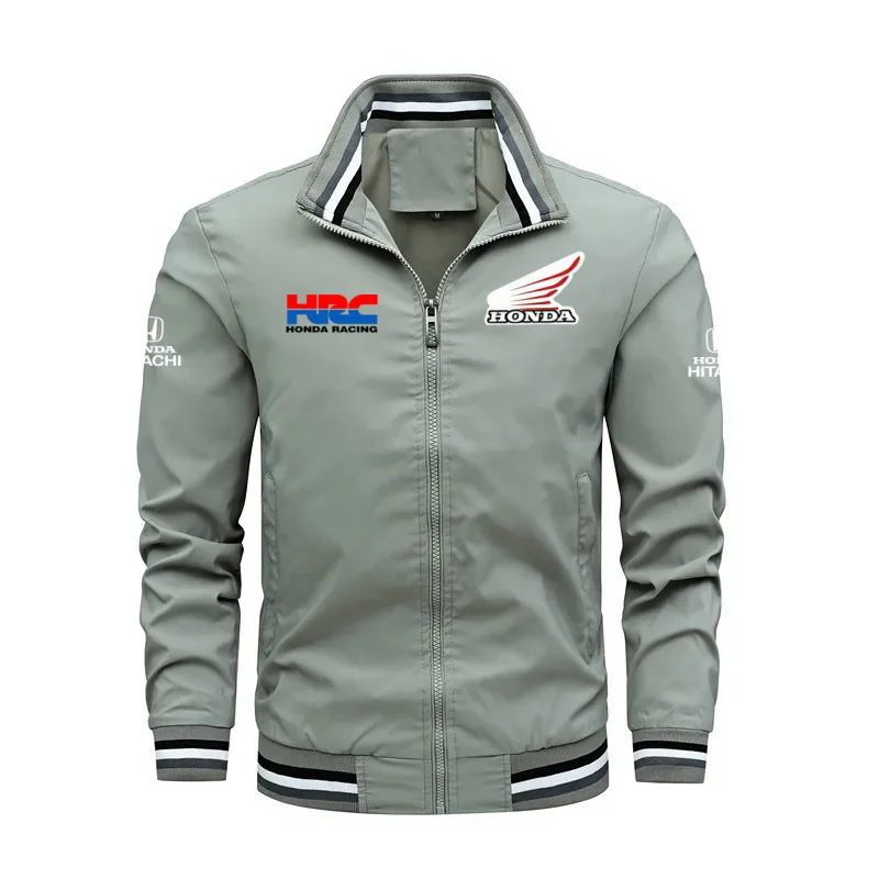 HRC Honda Racing Motorcycle Jacket Men Stand Collar Zip Up