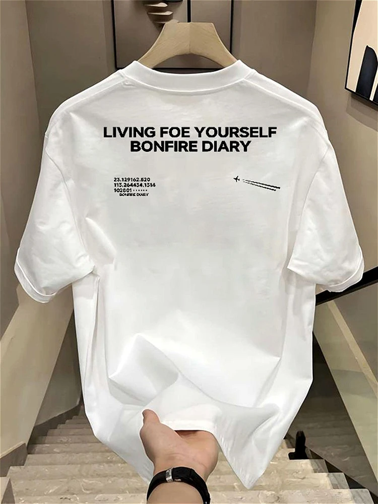 2026 Cotton Fashion American Style T-shirt - Simple Letter Patterned Trendy Print Summer Casual Short-Sleeved Round-neck Top