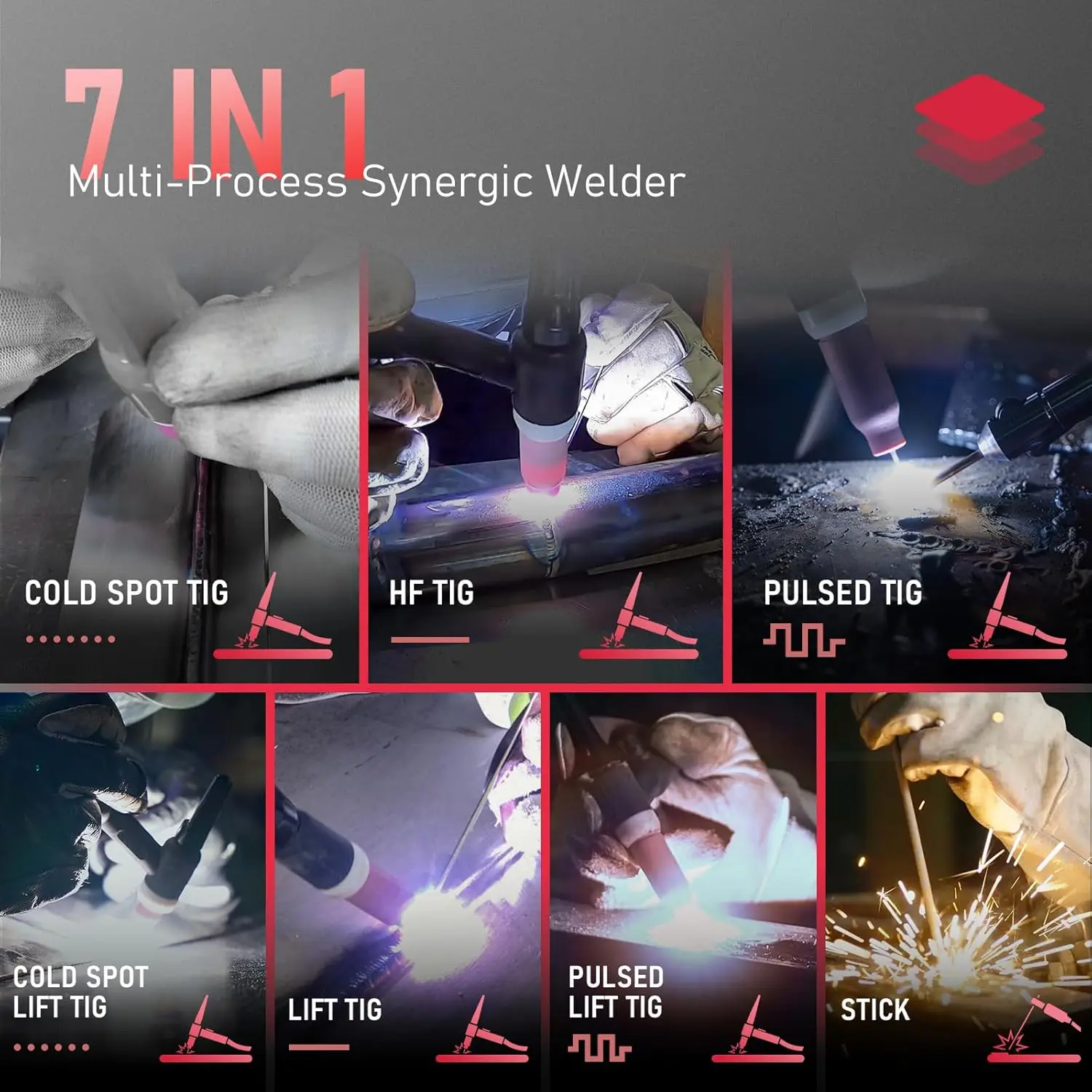 Cold TIG Welder 7 In 1 Cold Spot Lift TIG/Stick Welding Machine