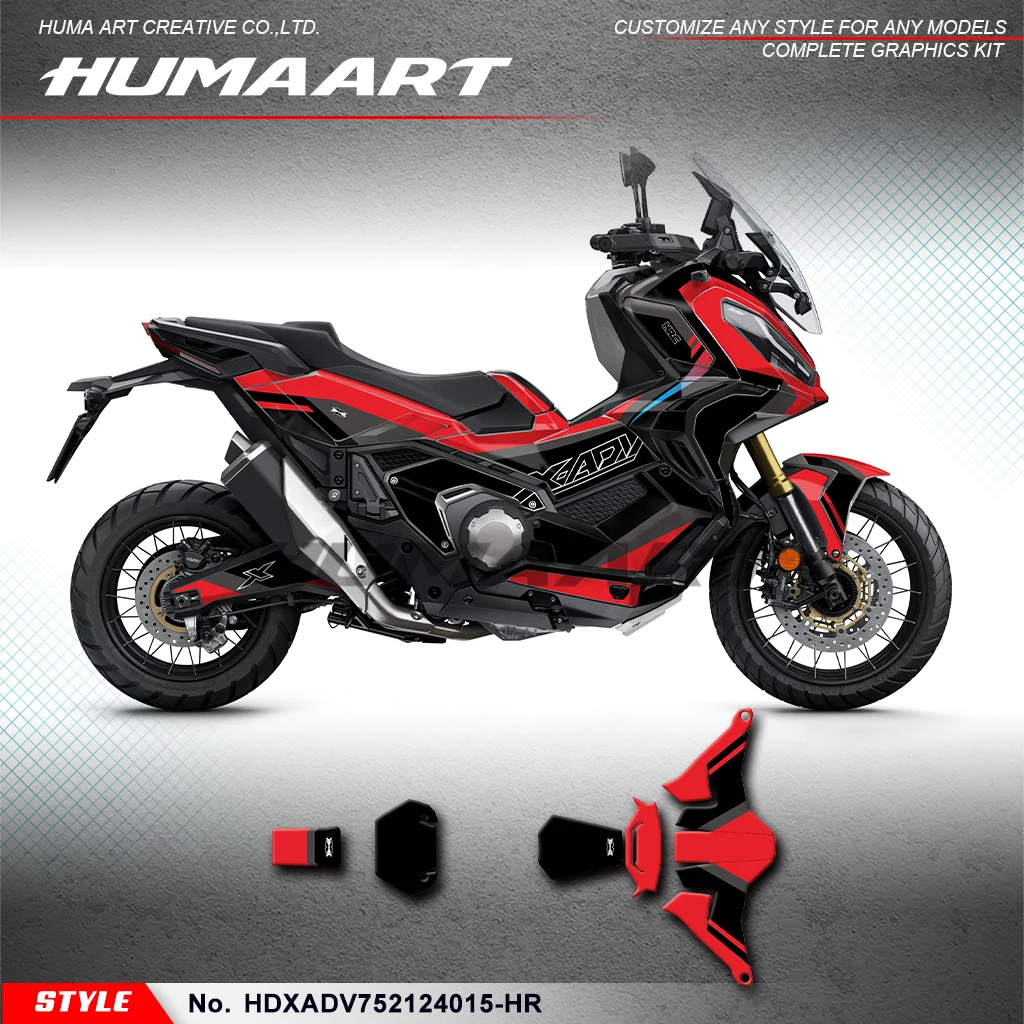 HUMAART Custom Adhesive Sticker Racing Graphics for Honda X-ADV 750 2021 2022 2023 2024, Shield, Style No.HDXADV752124015-HR