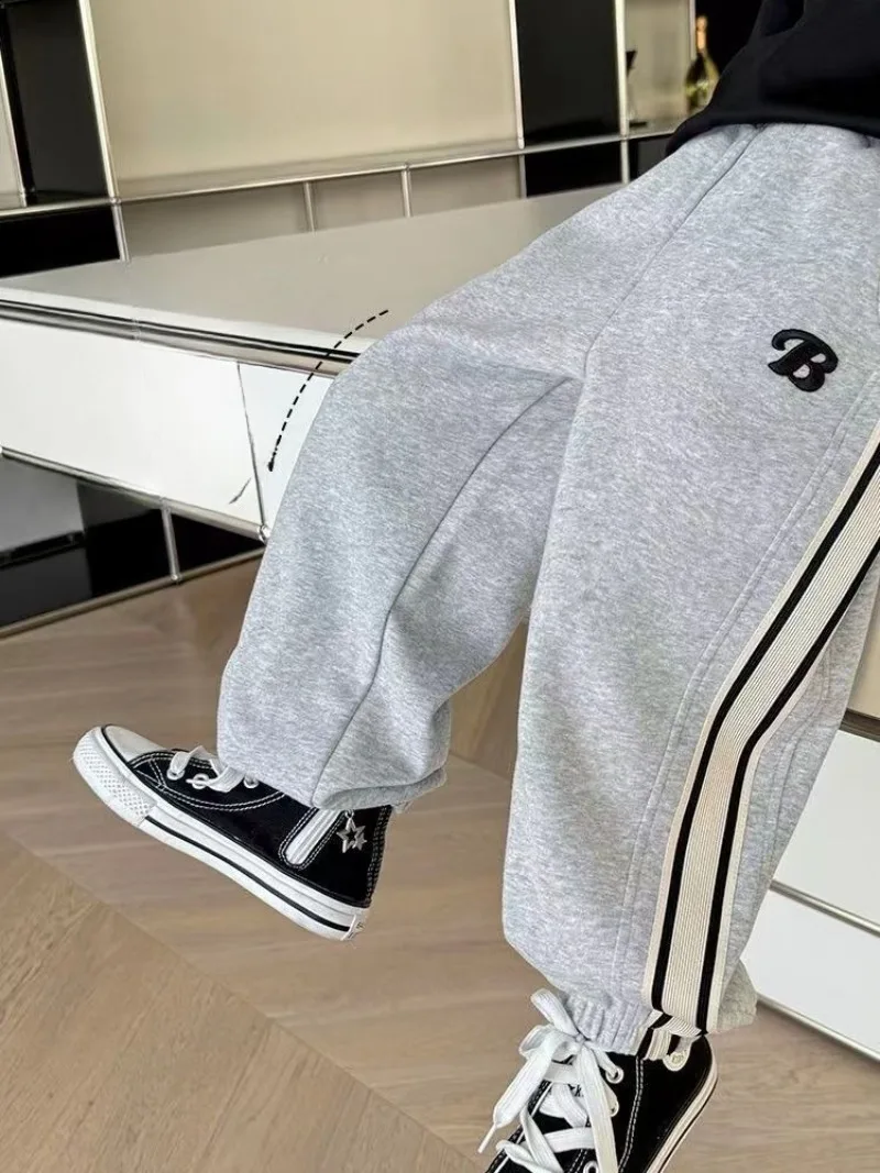 2025 New Boys' Sports Jogger Pants for Toddler & Big Kids, Spring Autumn Color-Blocked Cuffed Design, Comfortable Kids Pants view 5