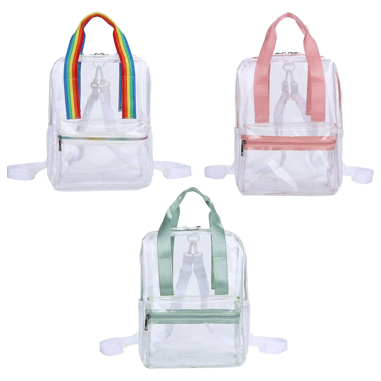 Mochila PVC transparente para acampar e caminhar, saco escolar claro, saco traseiro