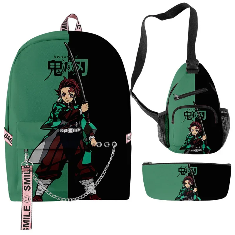 Mochila de Anime japonés Demon Slayer para niños y niñas, mochila escolar Kimetsu No Yaiba Tomioka Giyuu, bolsa de dibujos animados Latpop