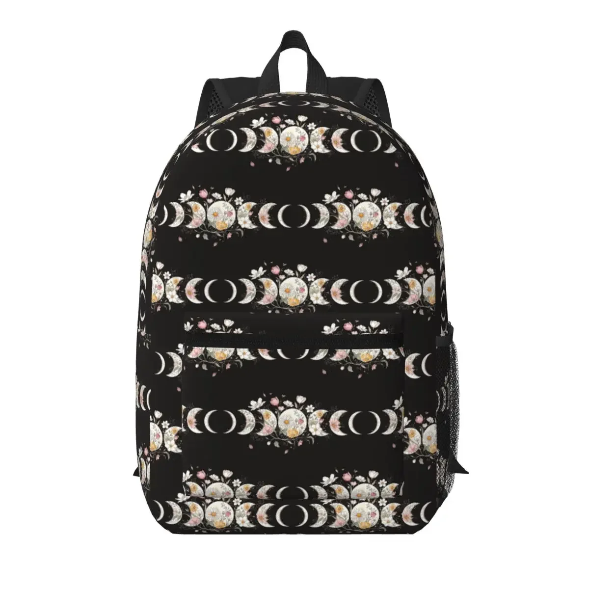 Mystical Moon Phases Wildflowers Student Backpack School Bag Hiking Travel Daypack for Boys Girls Bookbag Shoulder Bags