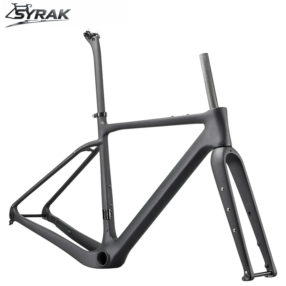 SYRAK 700C مكبح قرصي BB386 الكربون الحصى إطار دراجة هوائية 49 52 54 56 58 سنتيمتر من خلال المحور 142x12 مللي متر Cyclocross الطريق دراجة إطارات #2