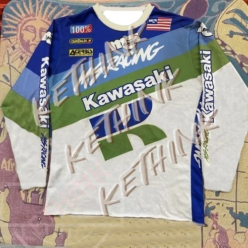 

Kawasaki USA Racing 80s Vintage T-shirt ,Y2K Long Sleeve Breathable Riding Shirt for Dirt Bike and Mountain Racing