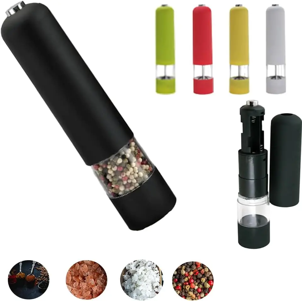 Electric Salt and Pepper Grinder - One-Handed Battery Operated Kitchen Spice Grinder for Home Best Electric Pepper Mill Grinder