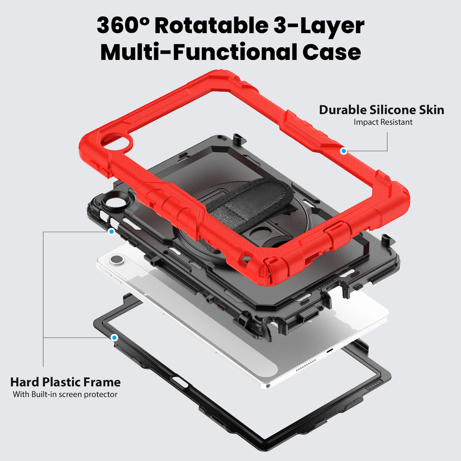 Shockproof Heavy Duty Kids Safe Case for Lenovo Tab 10.1 TB-311XU K10C TB-311FU with Shoulder Straps Armor Silicone Cover