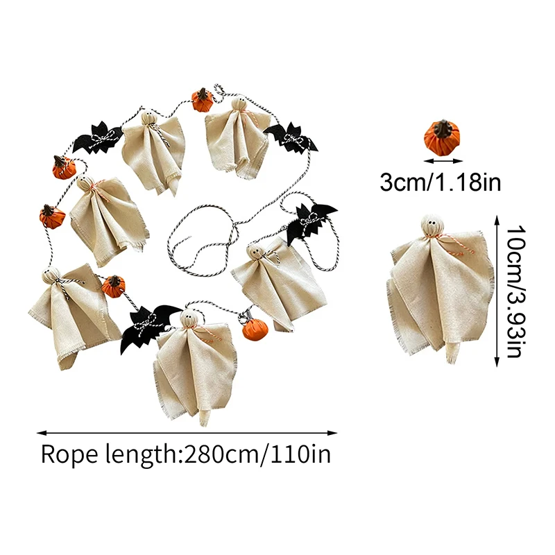 새로운 할로윈 유령 망토 호박 펜던트 패브릭 미니 유령 박쥐 문자열 벽 문 벽난로 테이블 분위기 장식 수공예품 선물