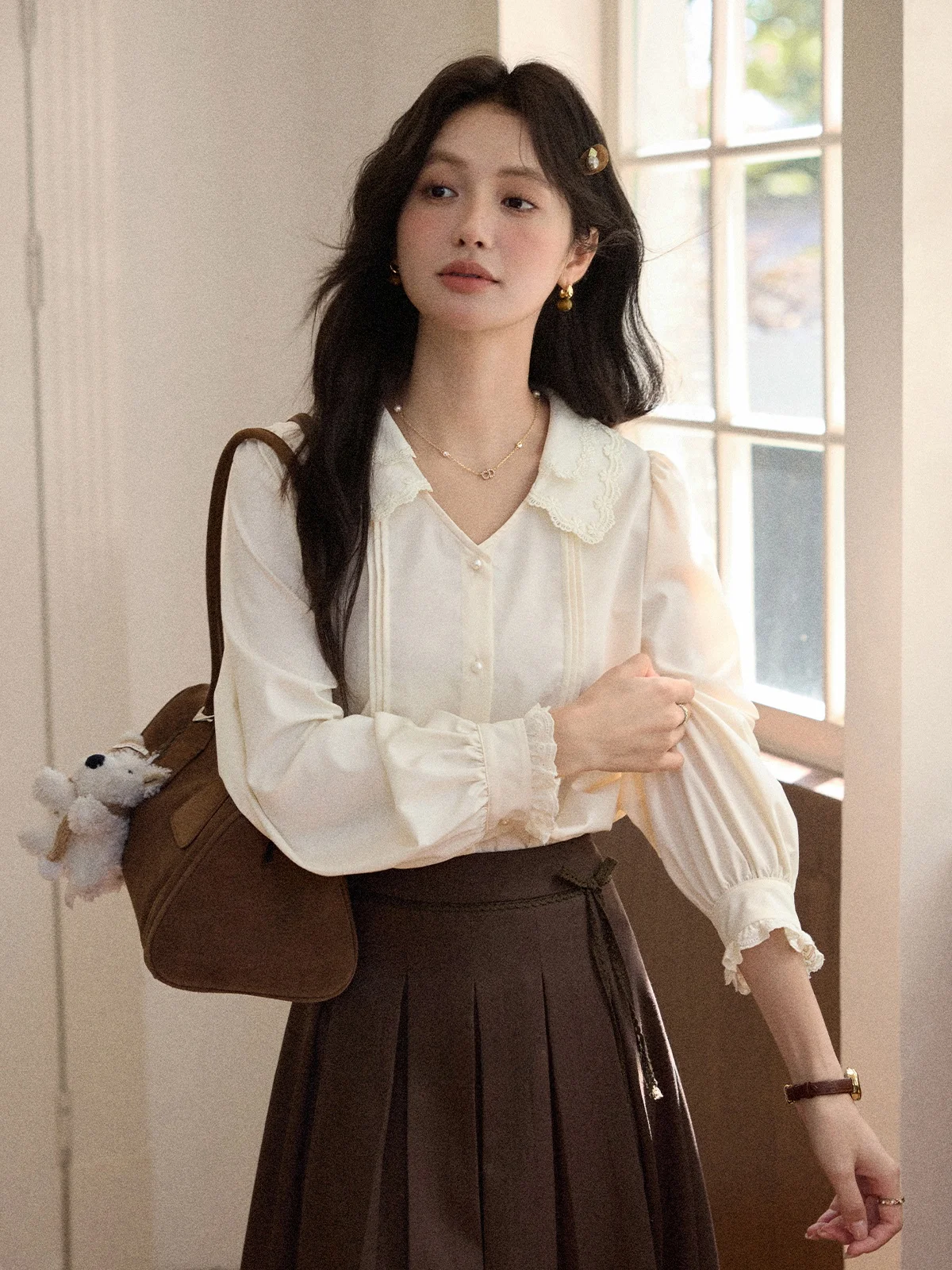 

Свободный женский кардиган с длинным рукавом и V-образным вырезом, повседневный, дышащий, приталенный, осенний, модный, цвет каштановый, для ранней осени