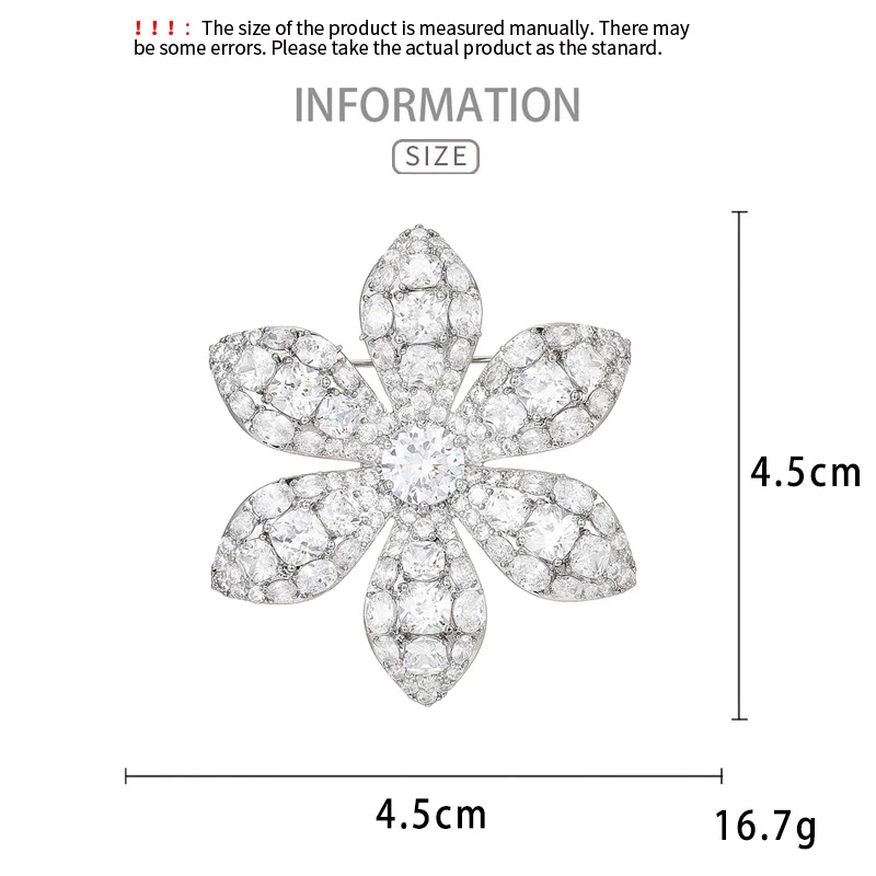 New Minimalist Niche Six Petal Flower Brooches for Women  Exquisite Luxury Micro-inlaid Zircon Corsage Clothing Accessories Pins