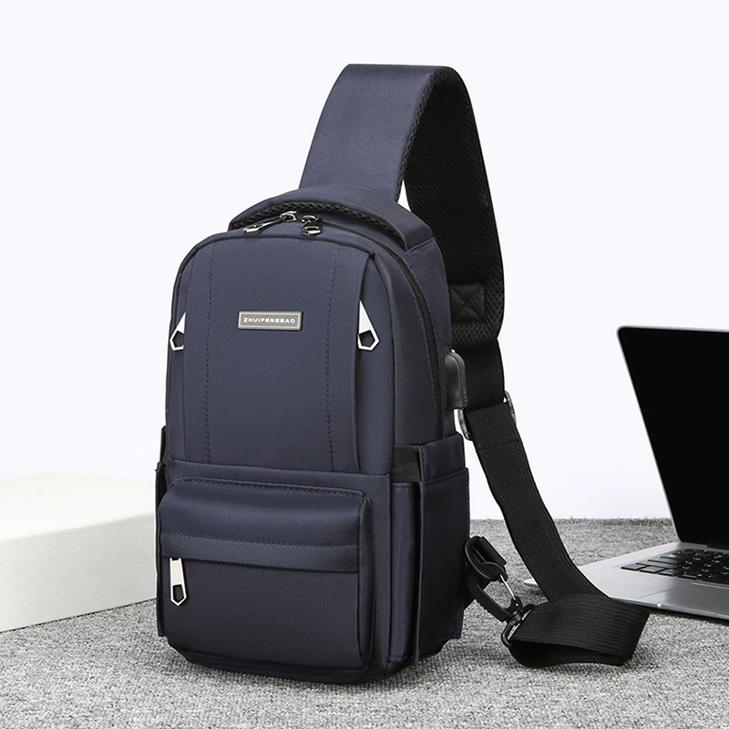 

Minimalist Oxford Waterproof Men's Chest Bag Business Travel Portable Lightweight Shoulder Bag with Usb Charging Port Chest Bag