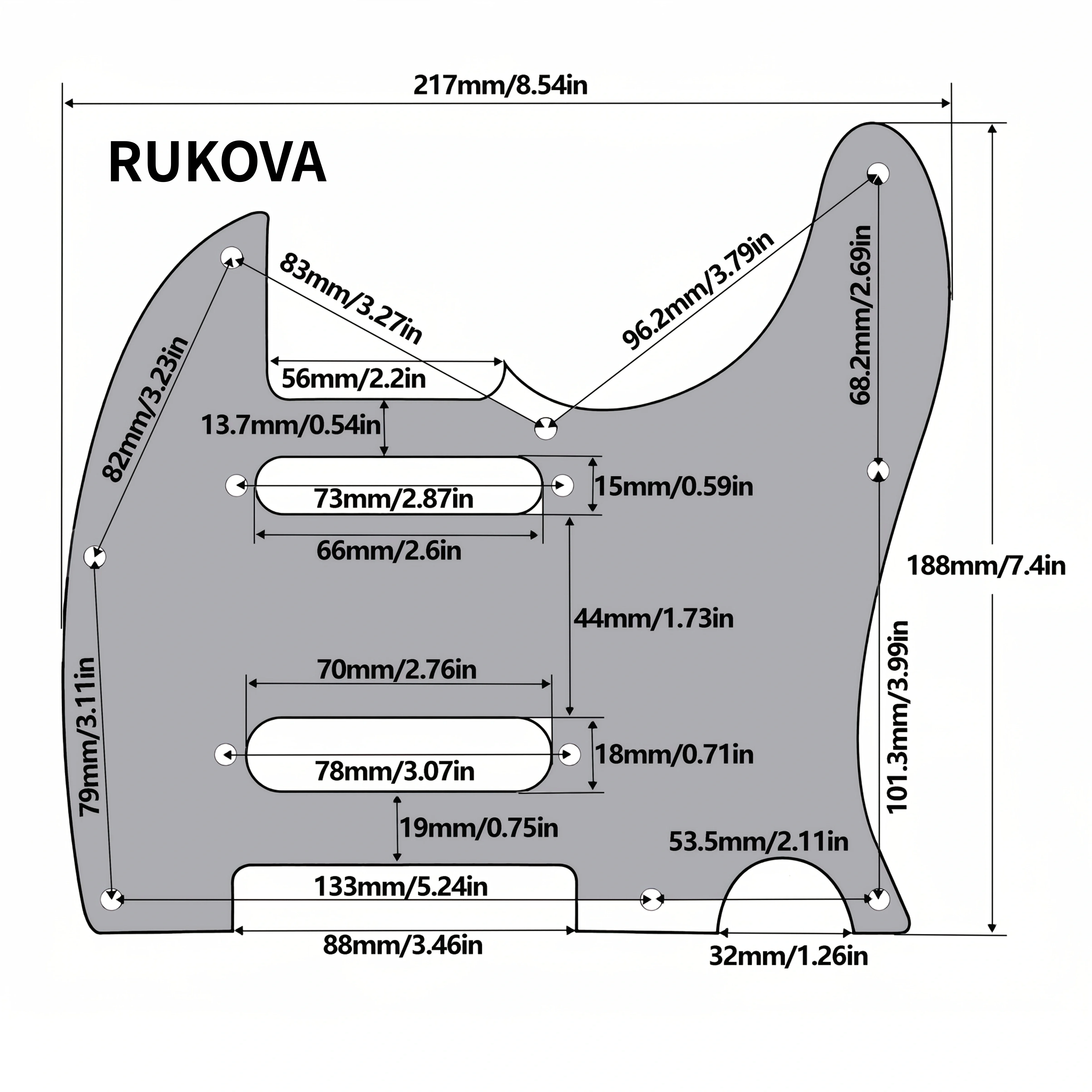 RUKOVA 8-Hole Tl Pickguard Scratch Plate, Replacement for USA & Mexican Fd Modern Standard Tl Electric Guitar image 6