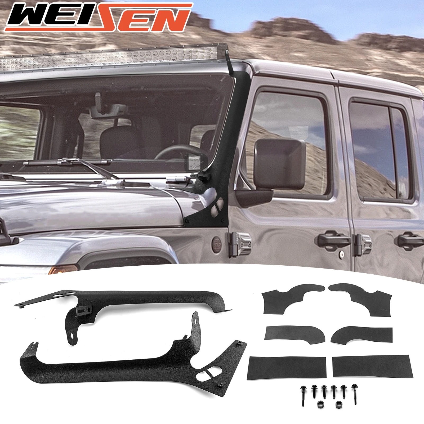 For 2020+ Jeep Gladiator JT No Drill Upper Windshield Pillar Roof 50