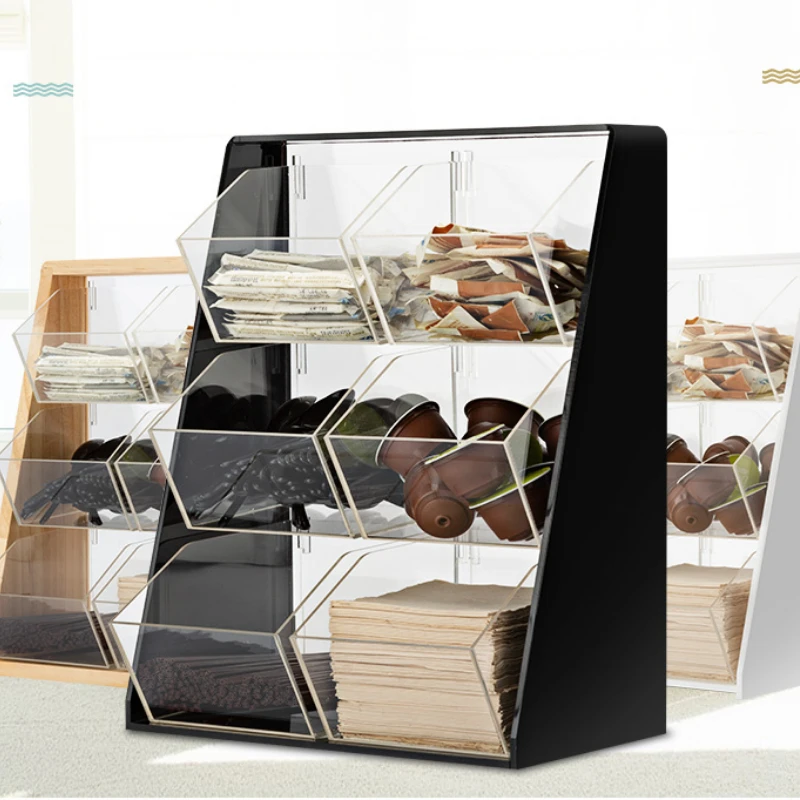 

Органайзер из натурального дерева, акриловый держатель для пакетов из соломы и сахара, диспенсер для салфеток с защитой от плесени для кофейни