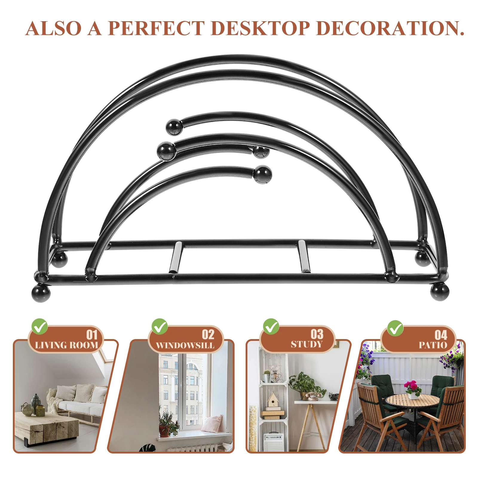 

Iron Paper Towel Rack Record Vertical Holder Black Semicircular Square Storage Box Napkin rustic flat dinner