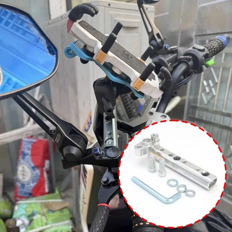 Braket Ekstender Penyangga Cermin Belakang Multifungsi dari Aluminium untuk Sepeda Motor, Skuter, ATV, Penyangga Lampu Sorot, dan Tempat Ponsel