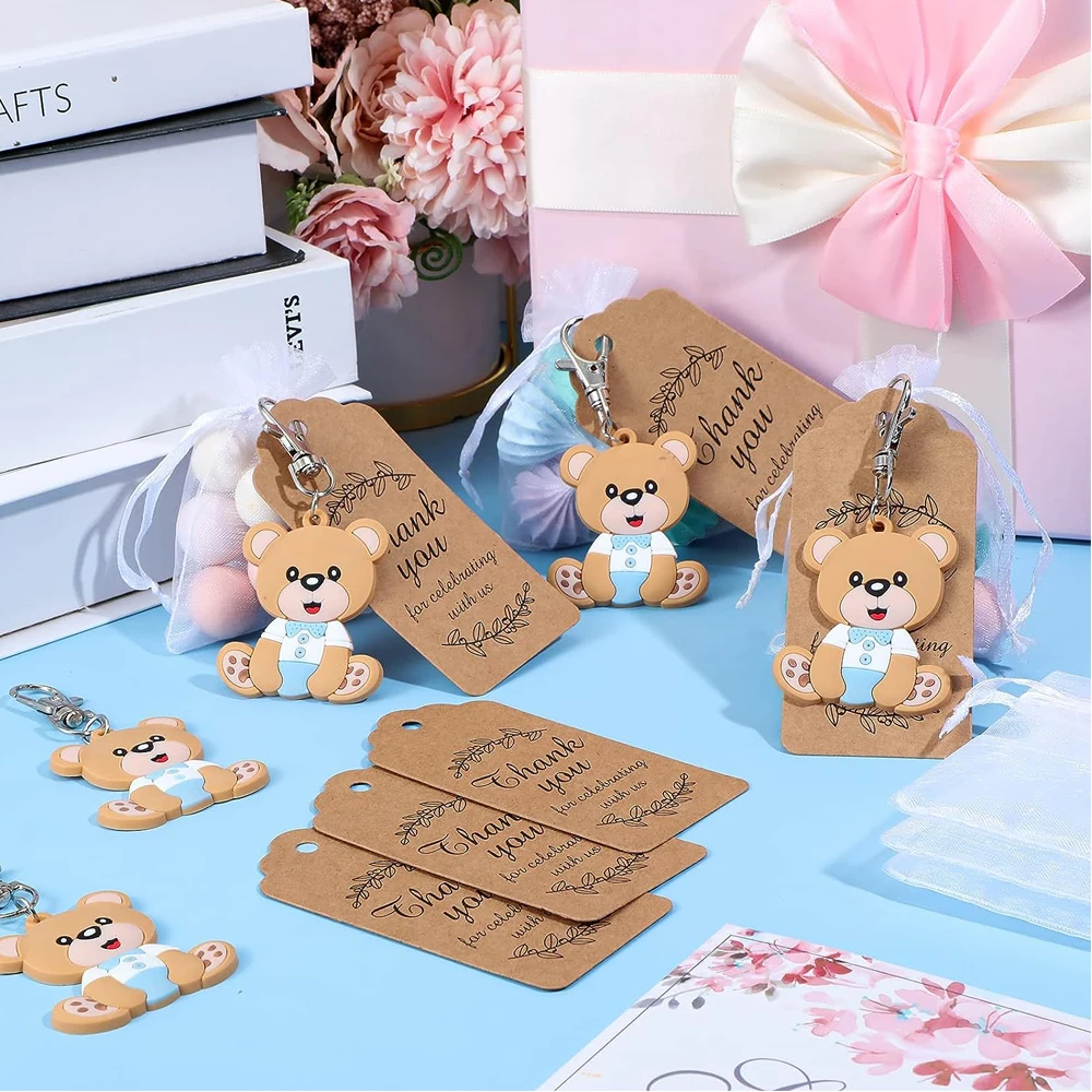 10 Shower Gift Sets Customer Return Gifts Animal Keychains Organza Bags And Thank-You Labels Shower Birthday Party Gift Items