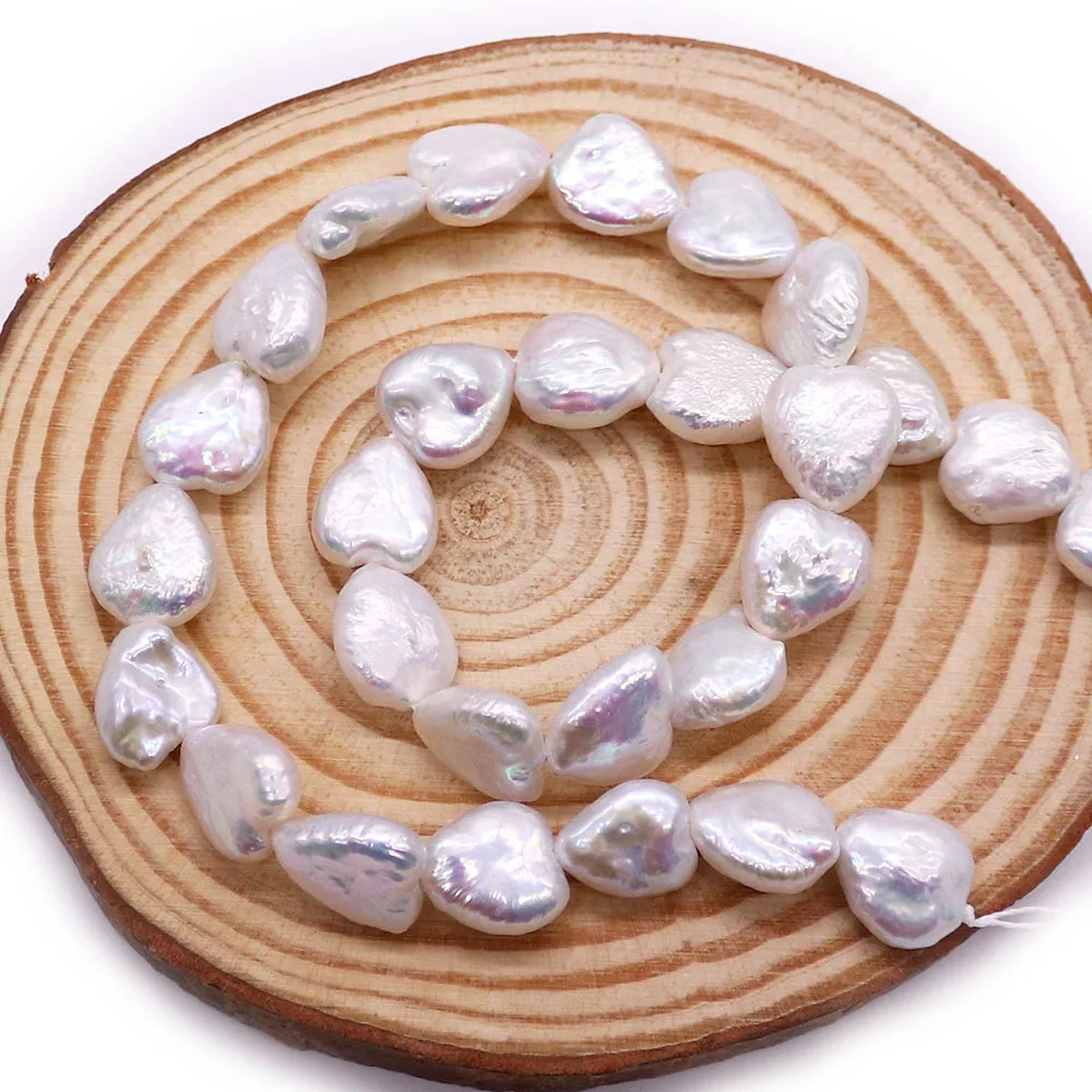 Stylish Light Luxury Natural Freshwater White Heart-shaped Baroque Pearl Beads Straight-Hole Loose Beads DIY Jewelry Accessories