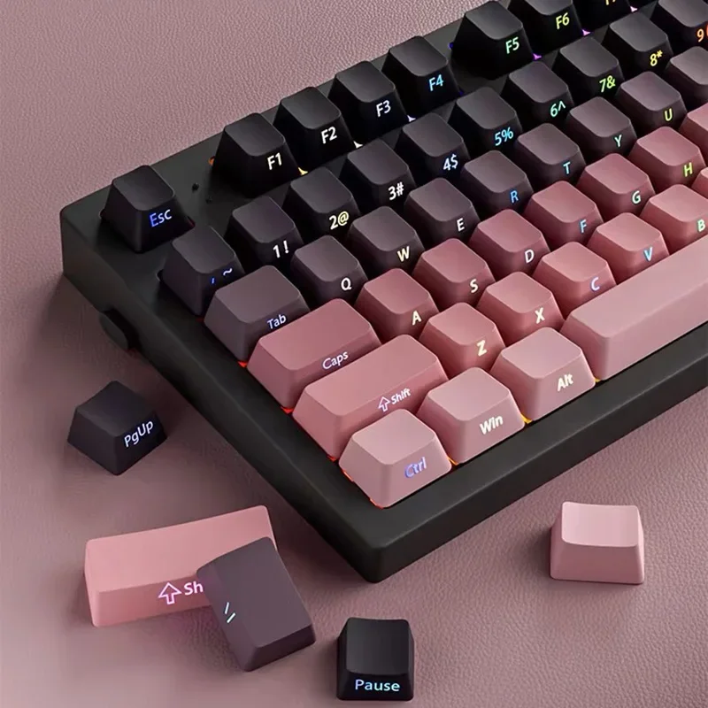 Gradient Keycaps Side Printed Shine Through PBT Double Shot OEM/Cherry Profile for MX Switches Gaming Keyboard 135 keys Keycap