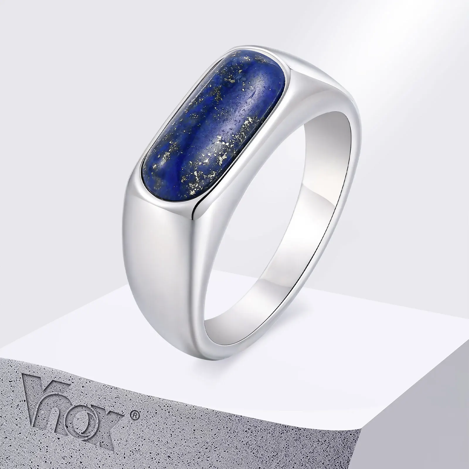 

Vnox Dark Blue Natural Stone Ring for Men Women, Waterproof Stainless Steel Ring, Party Wedding Anniversary Vintage Jewelry Gift