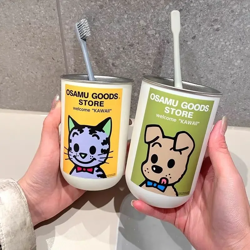 

400ml 304 Stainless Steel Mouthwash Cup Household Toothbrush Cup with PVC Waterproof Sticker Children Brush Tooth Cup for Family