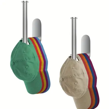 1/2 stuks roestvrijstalen baseballpethanger - wandgemonteerde hoedenorganizer met ponsvrij ontwerp