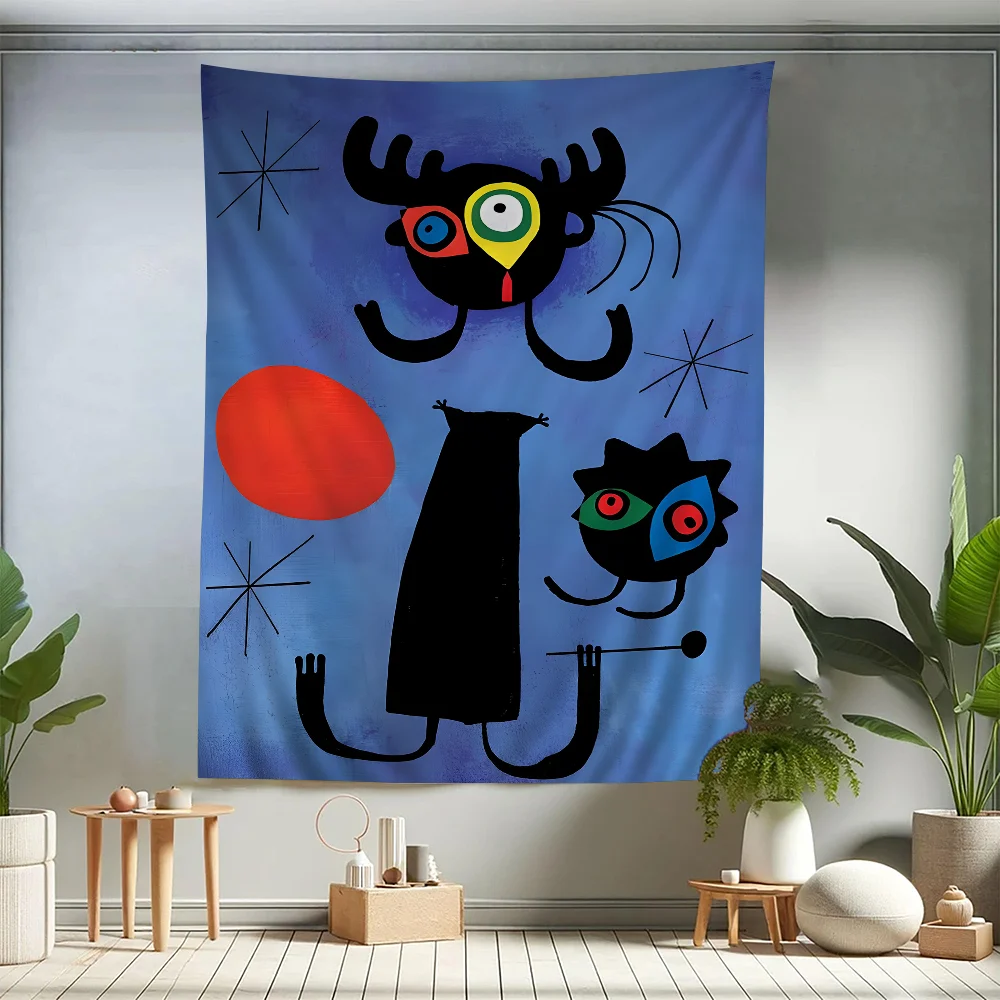 

Modern Joan Miro Surrealism Art Large Wall Tapestry Indian Buddha Wall Decoration Witchcraft Bohemian Hippie Decor Blanket