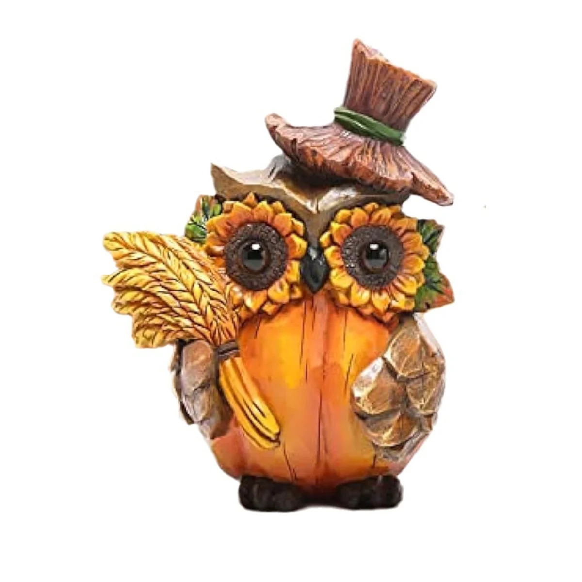 2PCS Fall Thanksgiving Pumpkin Owl Table Decorations for Home, Resin Owl Give Thanks Fall Centerpieces for Tables