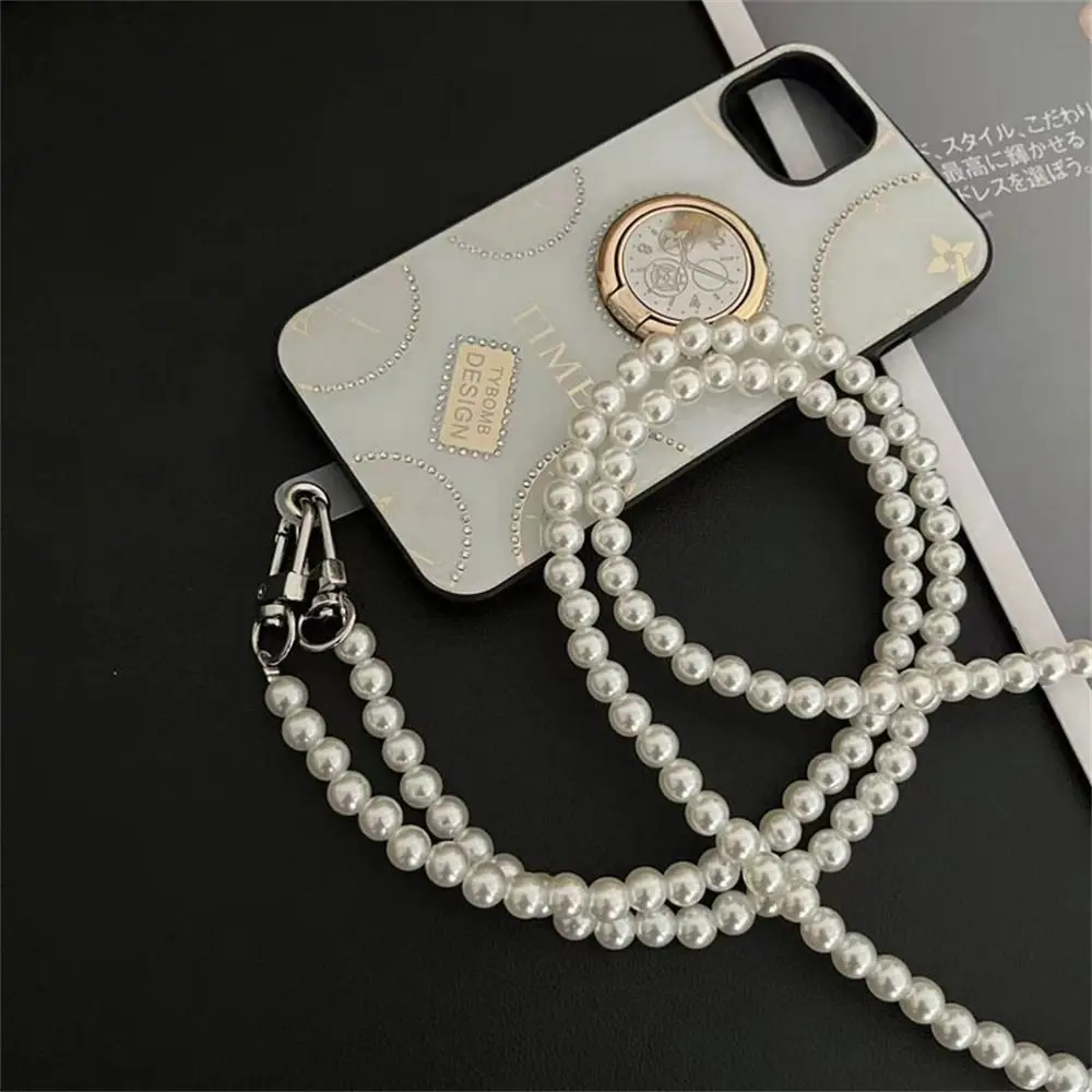 Wisiorek pasek na nadgarstek Anti-lost For etui na telefon Pearl pasek długie perłowe smycz smycz na telefon komórkowy telefon Crossbody łańcuch — zdjęcie 5
