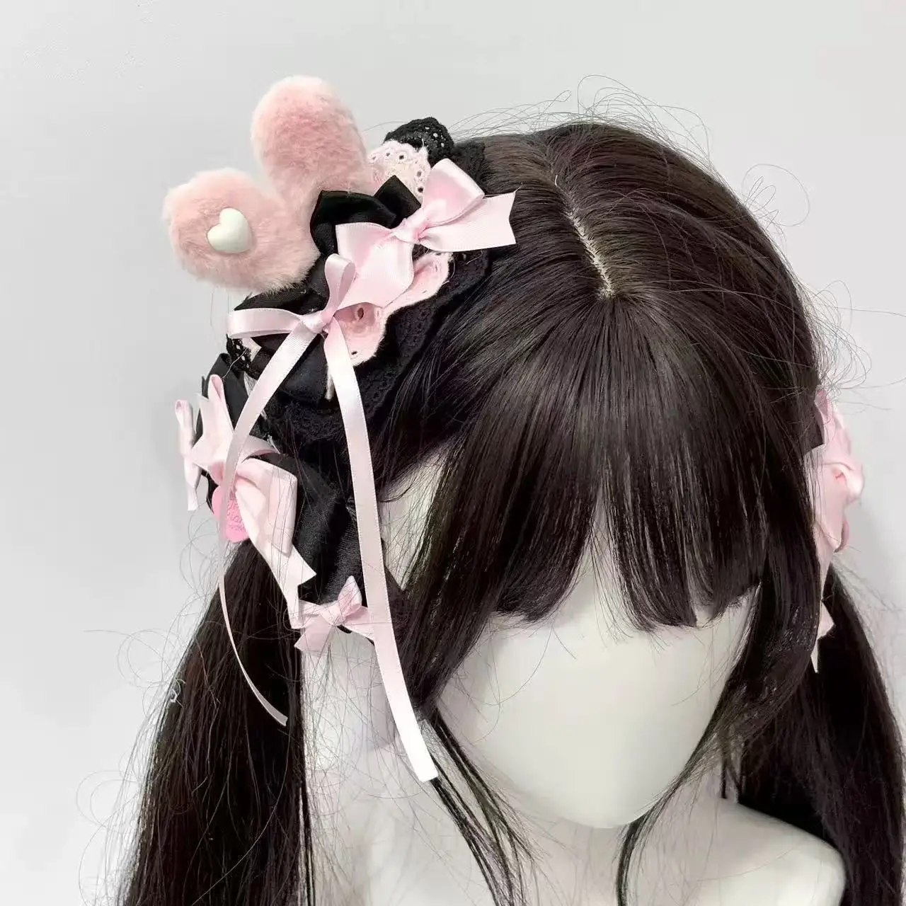 

1pc Cute Bow, Sweet Girl, Rabbit Ear Hair Clip, Soft Girl Princess Style, Delicate Hair Accessory, Pink Lace Fashion Hair Accessory