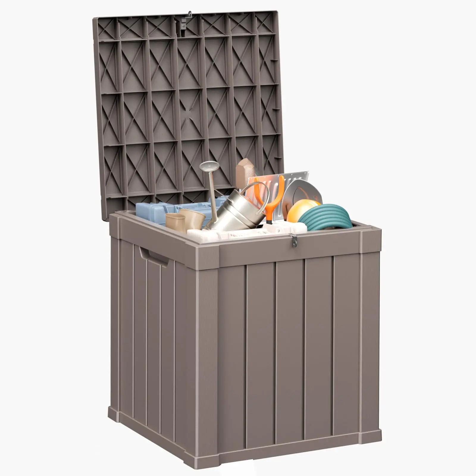 70 Gallon Resin Deck Box, Outdoor Storage Box, Waterproof UV Resistant Lockable，Weatherproof Organizer for Patio